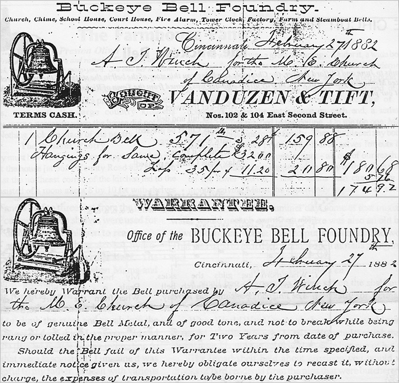 hcl_document_receipt_1882_buckeye_bell_foundry_to_canadice_church_resize800x770